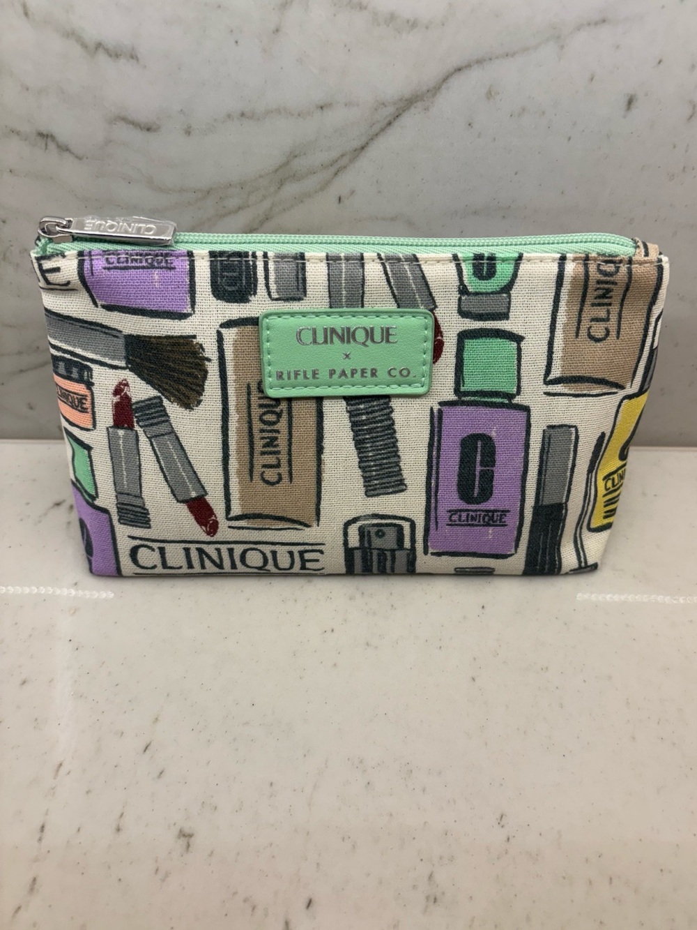 NWT Clinique x Rifle Paper Co Clinique Cosmetic Bag Makeup Pouch Limited Edition